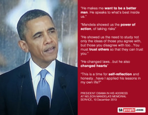Best quotes from President Obama's speech in tribute to Nelson Mandela