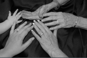 FIVE GENERATIONS OF HANDS-FEMALE FAMILY ARCHIVE PHOTO