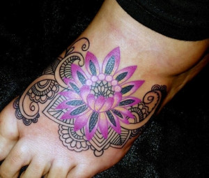 Foot Bone Tattoo Design On Foot For Women Flower Tattoo Design On Foot ...