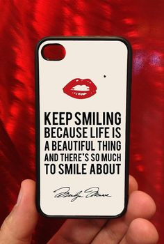 Monroe - Keep Smiling Quote - iPhone Case, iPhone 4s, iPhone 4, iPhone ...