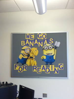 Bulletin, Bananas Minions Reading, Reading Bulletin Boards, Reading ...