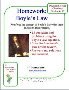 Gas Laws: Boyle's Law Homework gas law