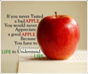 you never tasted a bad Apple. You would never appreciate a good Apple ...