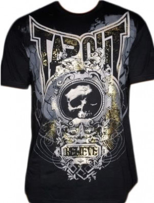 NEW TAPOUT Believe Crest MMA UFC T Shirt Tee Black Image