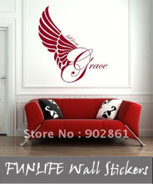 ... vinyl WALL STICKER dropship-FALL FROM GRACE WALL QUOTE DECAL 75x65cm