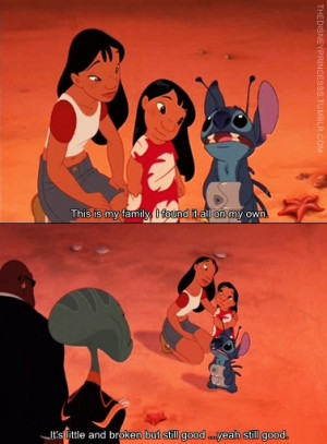 broken, cute, disney, family, love, quote, stitch, subtitle, subtitles ...
