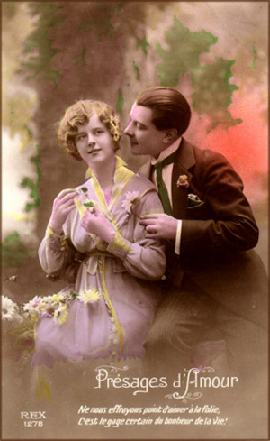 Old Valentine Photograph of man wooing his woman and a French love ...