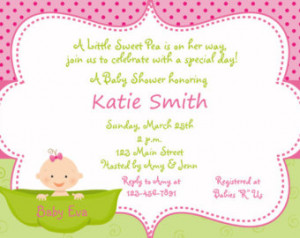 Pea in a pod Baby shower invitation - sweet pea pink and green baby ...