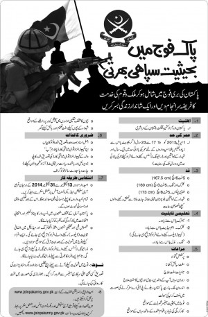 Join Pakistan Army As Soldier 2014 Jobs & Online Registration