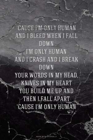 bleed when I fall down I'm only human And I crash and I break down ...