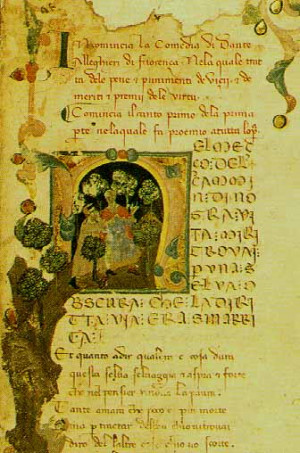 Image : Detail of 14th-century manuscript of Dante’s Commedy (MS ...