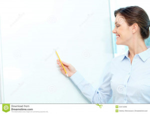 Girl Pointing White Board