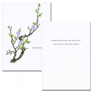 Quote inside blooming branch sympathy card