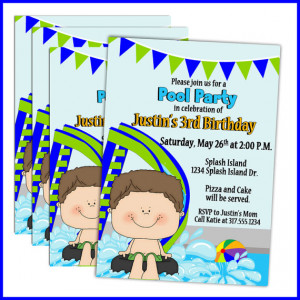... Swimming Birthday Party Invitations - Pool Party - Swimming Party