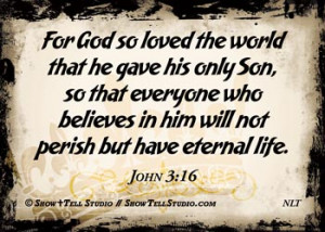 16 (KJV) For God so loved the world, that he gave his only begotten ...