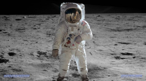 Edwin Aldrin standing on the moon, posing for a photo, Neil Armstrong ...