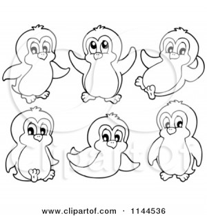 Cartoon of Cute Black and White Penguins - Royalty Free Vector Clipart ...