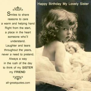 Happy Birthday Sister Cards – My Sister My Friend