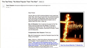 Rep. Grayson blasted over anti-Tea Party email showing burning cross ...