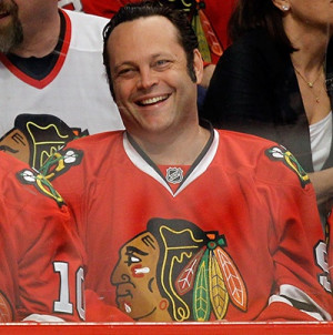 Actor Vince Vaughn cheers on the Chicago Blackhawks. Vaughn is a ...