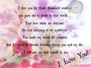 Love you for those thousand reasons..... I Love Quotes for ...