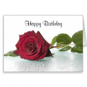 Elegant Happy Birthday Red Rose Card (with Verse) Greeting Card