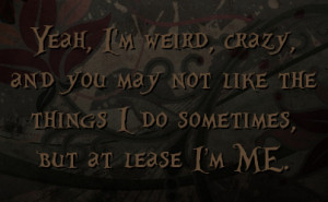 Yeah, I'm weird, crazy, and you may not like the things I do sometimes ...