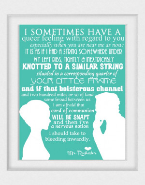 Jane Eyre art print, novel movie quotes, mr. rochester LOVE text words ...