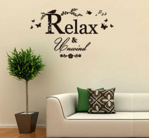 Relax & Unwind Quote , Vinyl Wall Art Sticker, Decal Mural, Bedroom ...