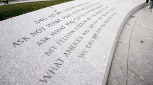 ... on the inscription on a granite wall near President Kennedy's tomb