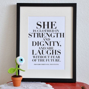 She is clothed in strength and dignity. Proverbs 31:25. PInk. 8x10 ...
