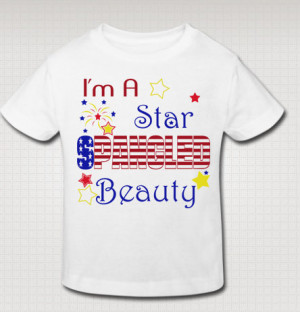 Womens Star Spangled Beauty American Flag T Shirt Screen Print ...