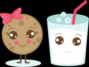 Cute Cartoon Milk and Cookies