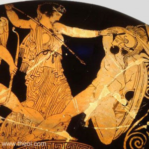 ... battling the giant Phoetus | Greek vase, Athenian red figure kylix