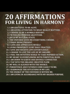 20 Affirmations for Living in Harmony