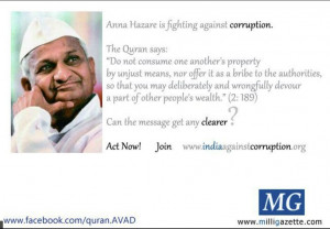 ... this photo is that Anna Hazare is a Hindu but quotes from the Quran