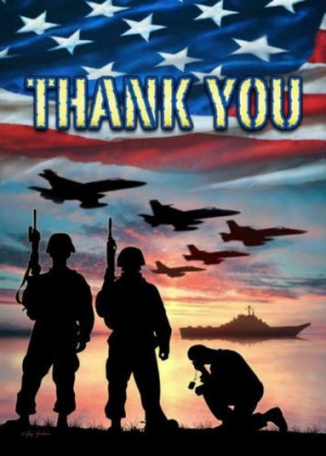 Patriotic Thank you Troops Military Servicemen Waving American Flag ...