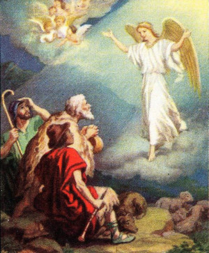 Angels announcing birth of Jesus Christ to shepherds)