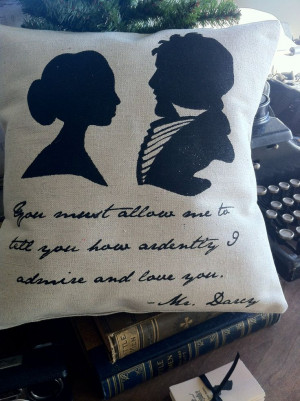 Mr. Darcy Quote Silhouette Pillow Cover-Jane Austen. $24.00, via Etsy.