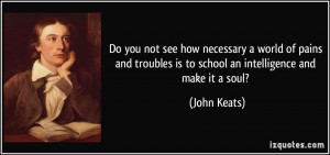 Do you not see how necessary a world of pains and troubles is to ...