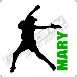 Personalized Girl Softball Pitcher Wall Decal Custom Sticker Art ...