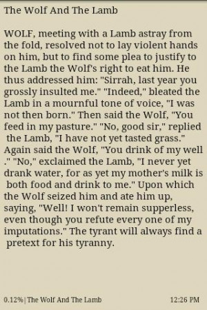 Aesop's fable of The Wolf and the Lamb