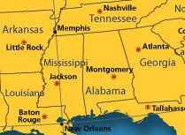Southeast Region States and Capitals Map