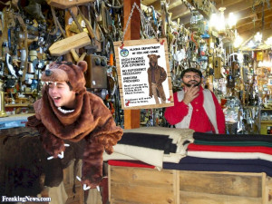 Funny Wearing a Grizzly Bear Costume in Alaska