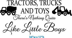 BOYS-Room-Tractors-Trucks-Toys-Wall-decal-sticker-quote-play-room-Dump ...