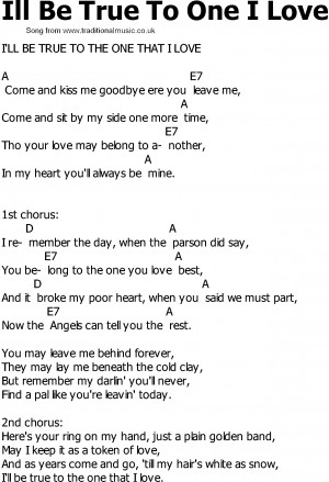 Old Country song lyrics with chords - Ill Be True To One I Love