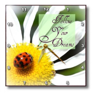 ... Ladybug and Daisy Flower Inspirational Quotes-Wall Clock, 10 by 10