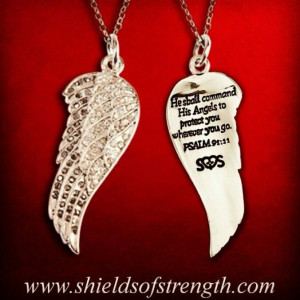 necklace with a biblical quote.. I want His eyes are on the Sparrow ...