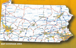 Home / United States / Pennsylvania / Pennsylvania Laminated Wall Map