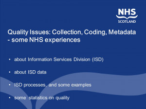 Quality Issues Collection Coding Metadata some NHS experiences